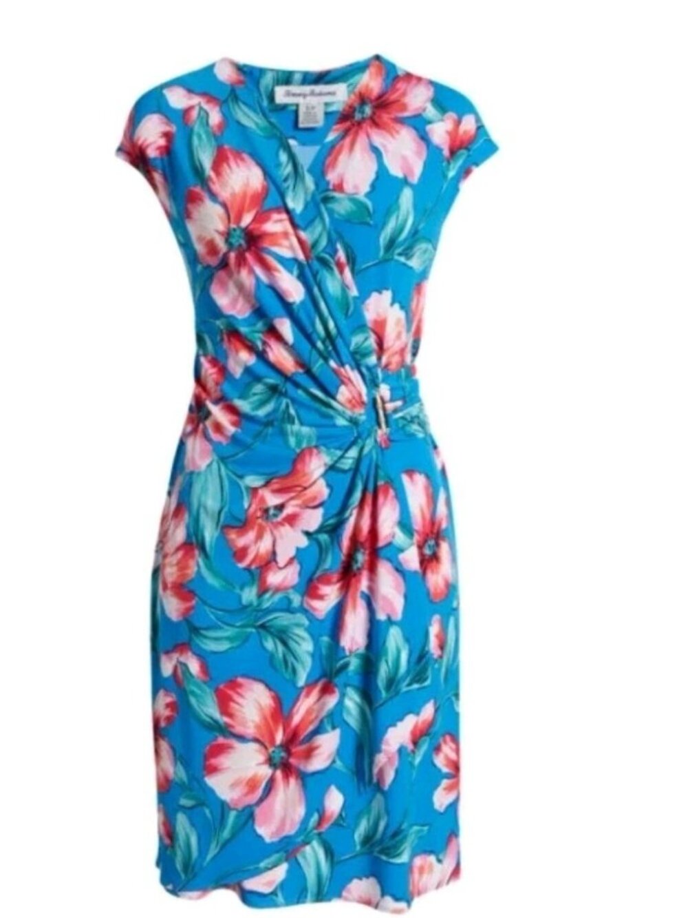 Tommy Bahama Clara St Barts Blossom Jersey Faux Wrap Dress Surplice M $148 NWT